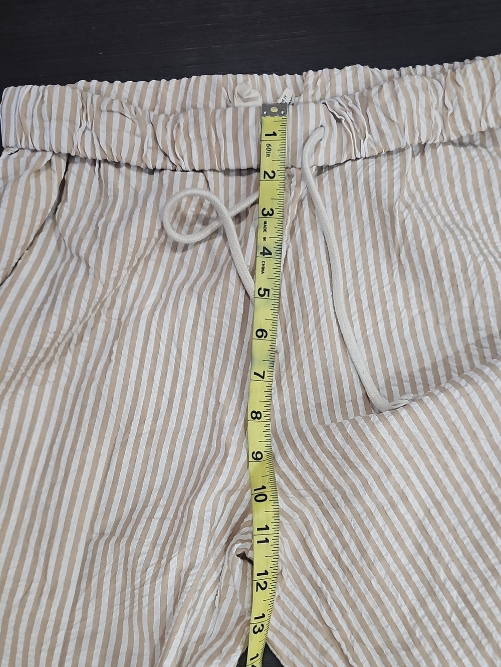 Striped Light Beige Women’s Swim Coverup/Lounge Pants with Drawstring Waist - Picture 11 of 11